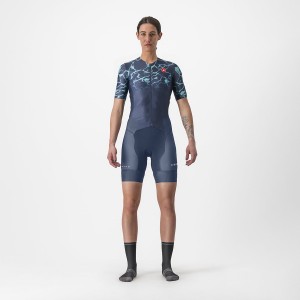 Castelli FREE SANREMO 2 W SHORT SLEEVE κοστούμια γυναικεια μπλε ανοιχτο τυρκουάζ | MOHIWN-402