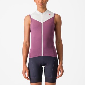 Castelli SOLARIS SLEEVELESS Φανελα γυναικεια βαθυ μωβ ασπρα | XABNHF-058