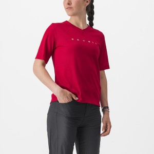 Castelli TRAIL TECH 2 W TEE Φανελα γυναικεια σκούρο κοκκινα | VRMLQA-102