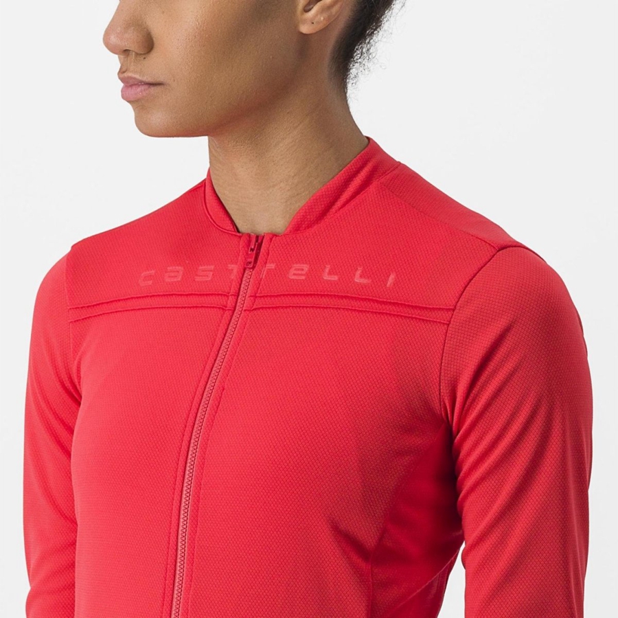 Castelli ANIMA 4 LONG SLEEVE Φανελα γυναικεια κοκκινα | FDOPJL-451