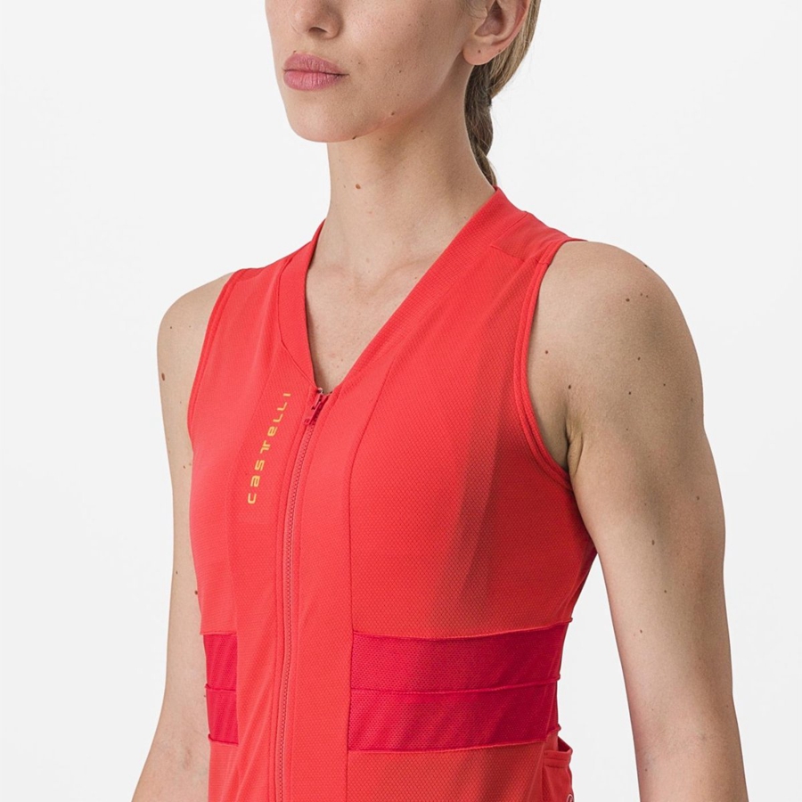 Castelli ANIMA 4 SLEEVELESS Φανελα γυναικεια πορτοκαλι | LFWCQO-536