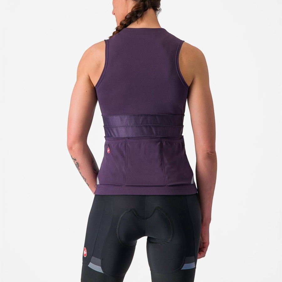 Castelli ANIMA 4 SLEEVELESS Φανελα γυναικεια μωβ ασπρα | OQCDBJ-671