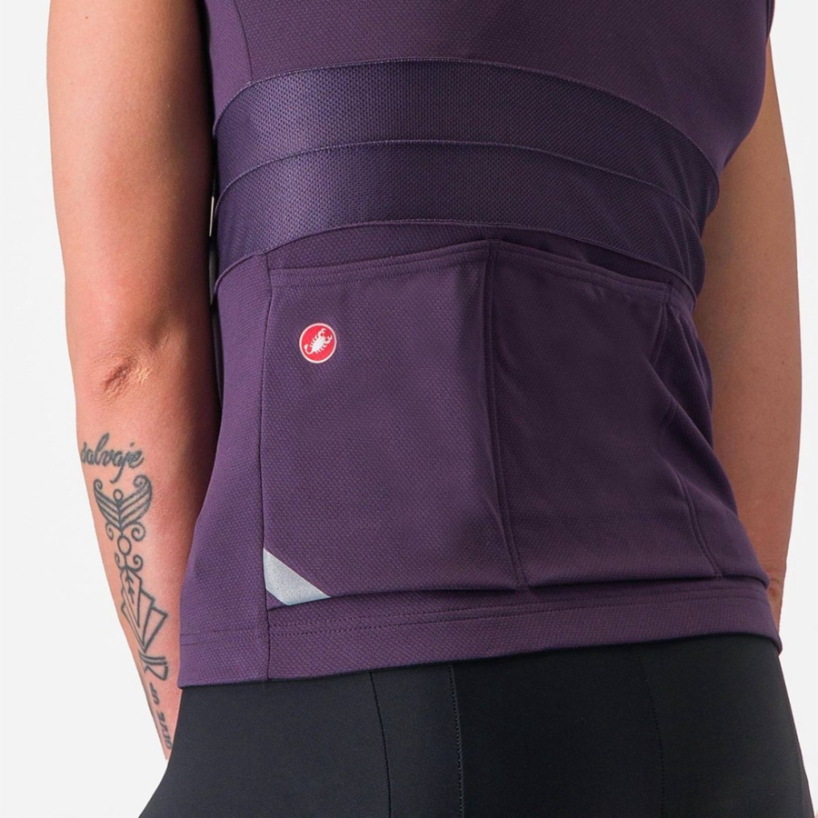 Castelli ANIMA 4 SLEEVELESS Φανελα γυναικεια μωβ ασπρα | OQCDBJ-671