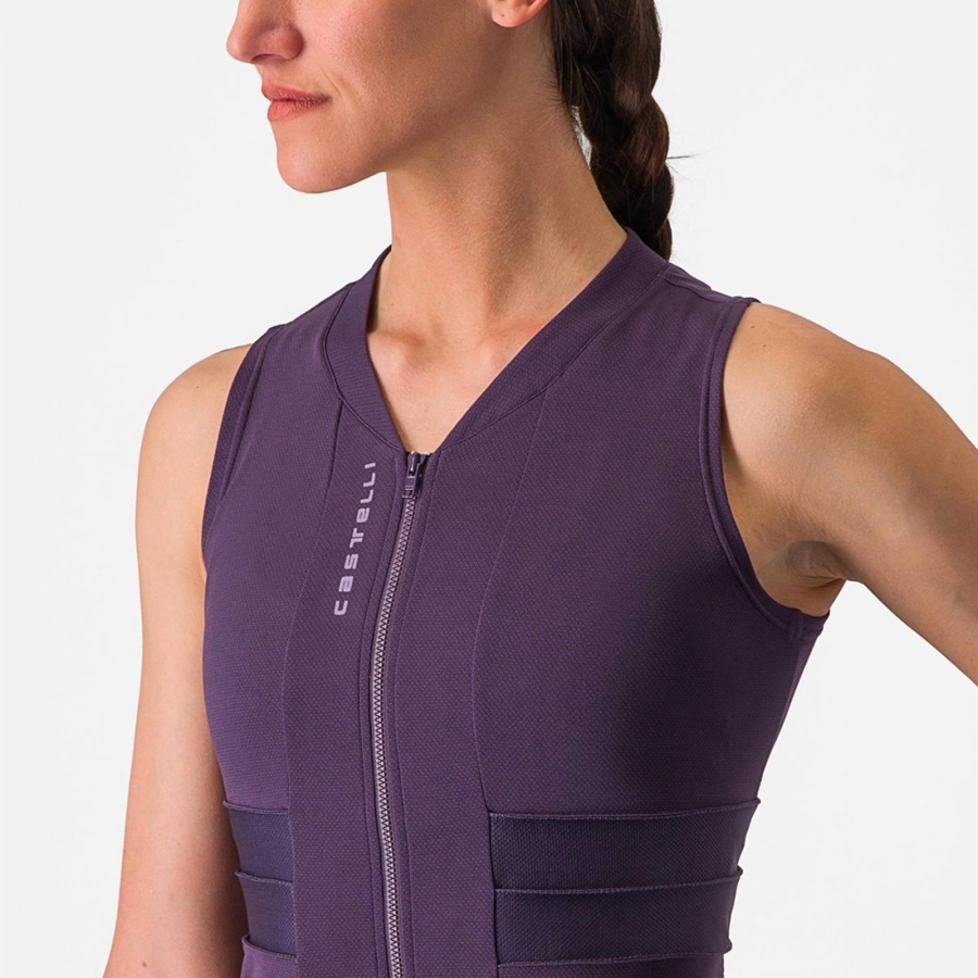 Castelli ANIMA 4 SLEEVELESS Φανελα γυναικεια μωβ ασπρα | OQCDBJ-671