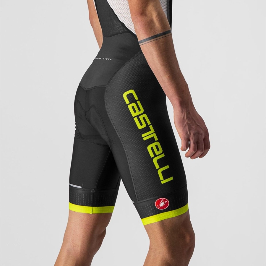 Castelli COMPETIZIONE KIT σορτς με σιλιάρα ανδρικα μαυρα ανοιχτο πρασινο | ITYPCQ-716