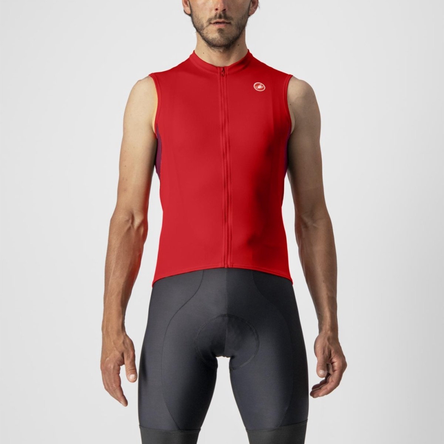 Castelli ENTRATA VI SLEEVELESS Φανελα ανδρικα κοκκινα μπορντο ασπρα | RGPZIU-327