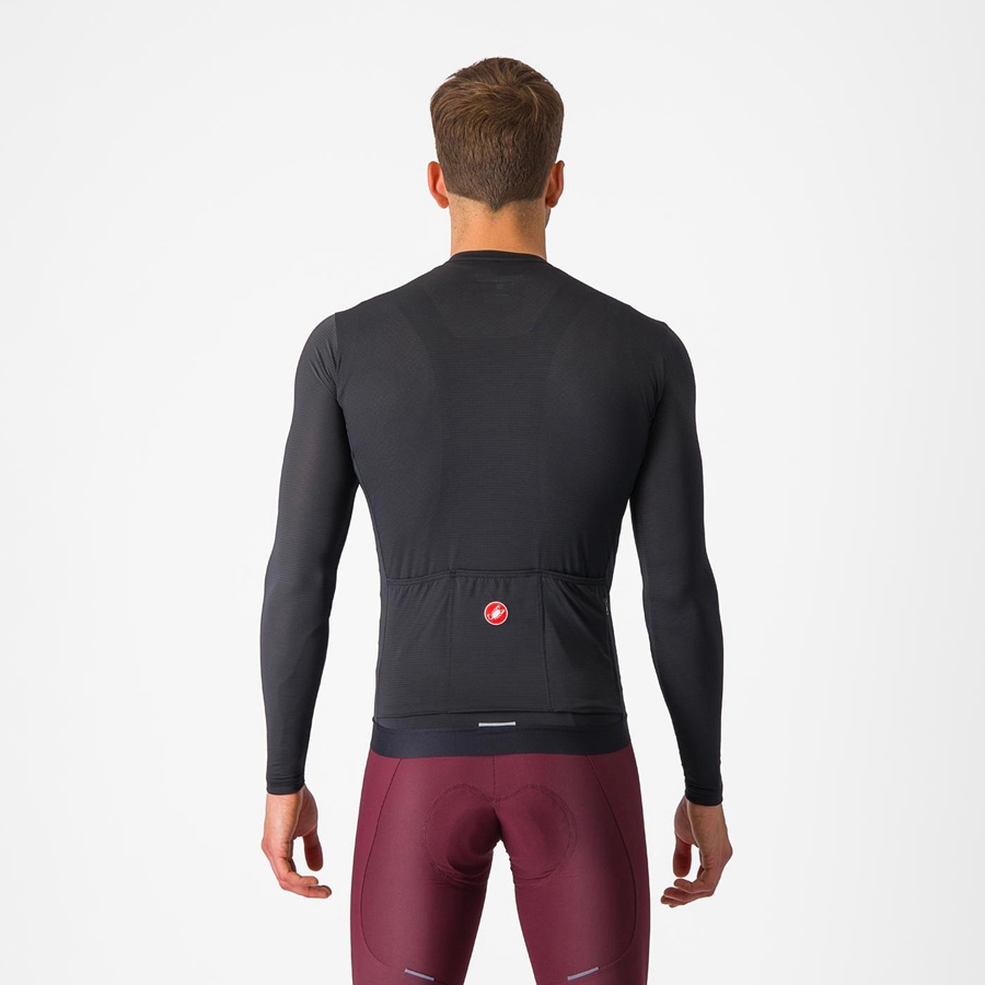 Castelli ESPRESSO LS Φανελα ανδρικα μαυρα σκούρο γκρι | NVUAMX-294