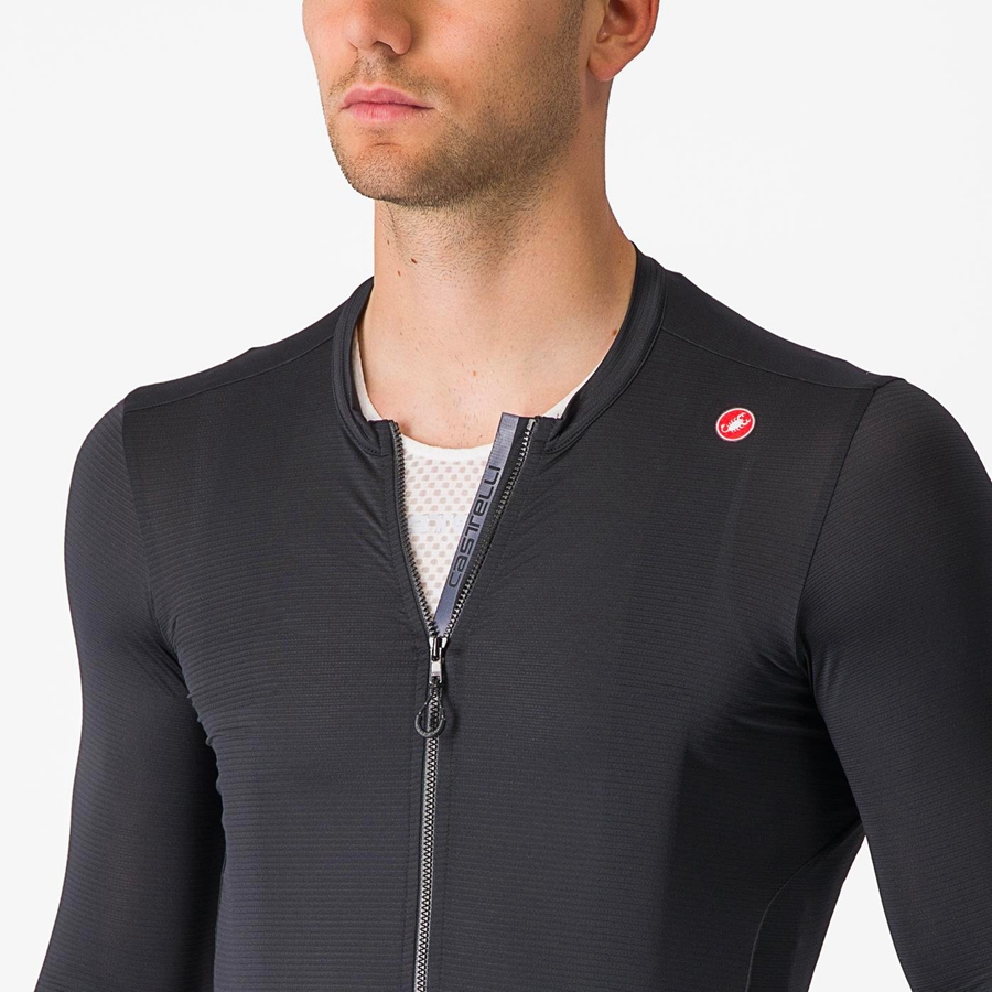 Castelli ESPRESSO LS Φανελα ανδρικα μαυρα σκούρο γκρι | NVUAMX-294