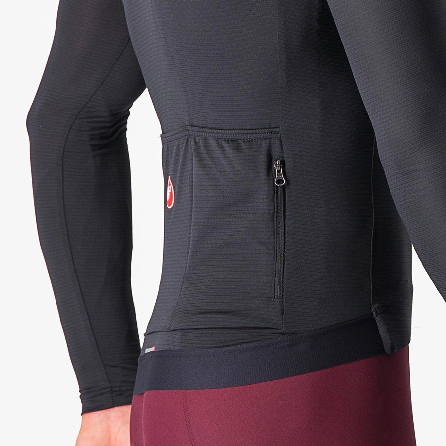 Castelli ESPRESSO LS Φανελα ανδρικα μαυρα σκούρο γκρι | NVUAMX-294