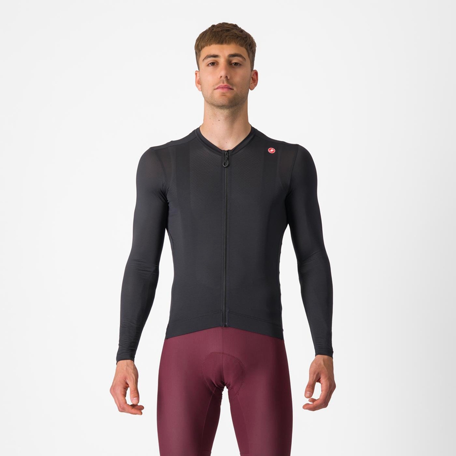 Castelli ESPRESSO LS Φανελα ανδρικα μαυρα σκούρο γκρι | NVUAMX-294