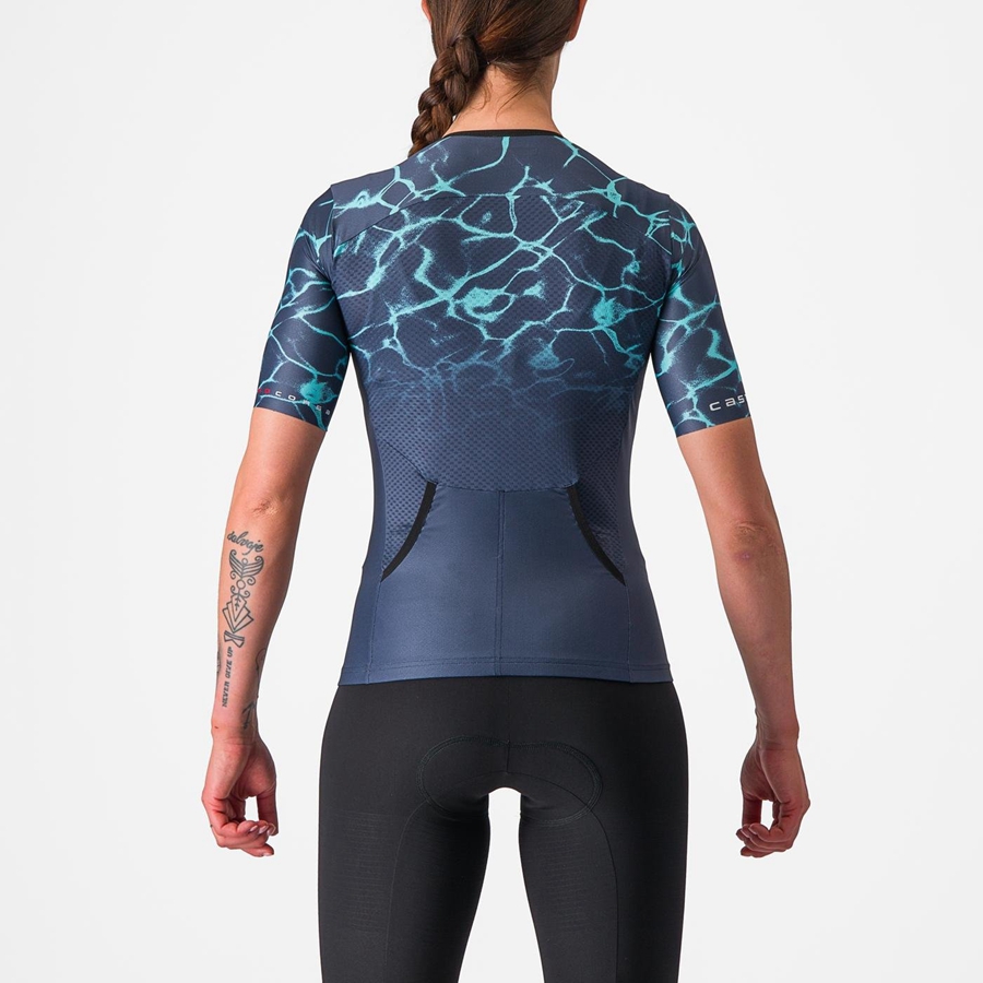 Castelli FREE SPEED 2 W RACE TOP κοστούμια γυναικεια μπλε ανοιχτο τυρκουάζ | RNSCLY-594