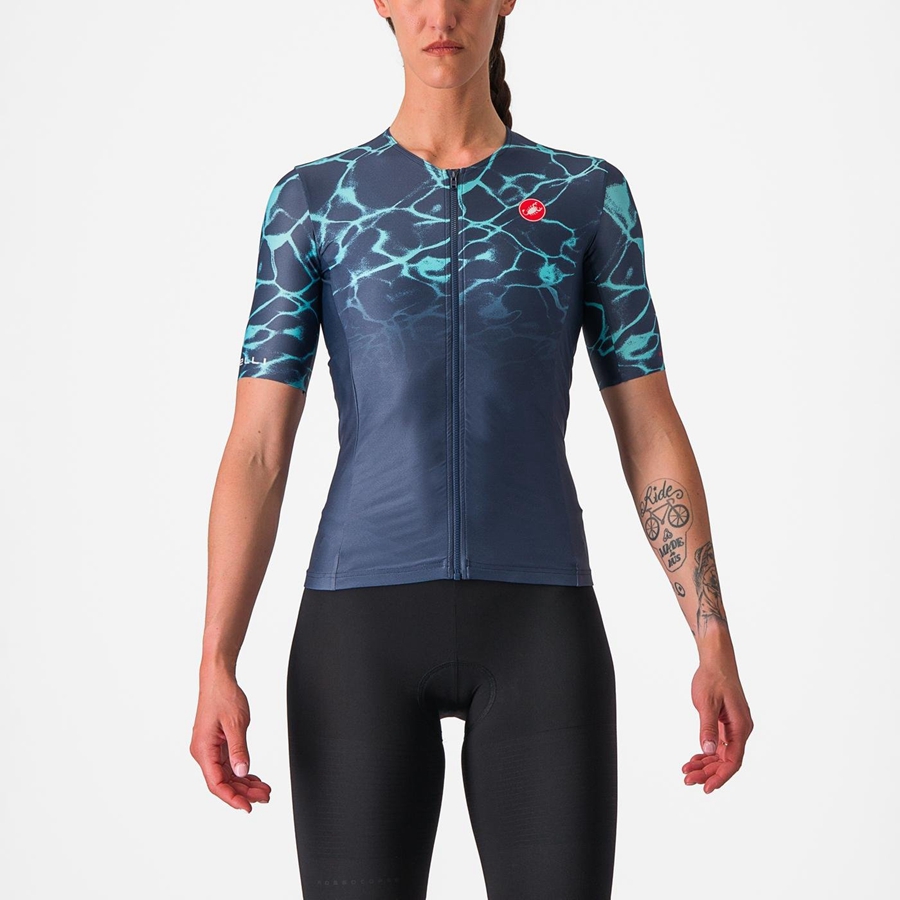 Castelli FREE SPEED 2 W RACE TOP κοστούμια γυναικεια μπλε ανοιχτο τυρκουάζ | RNSCLY-594