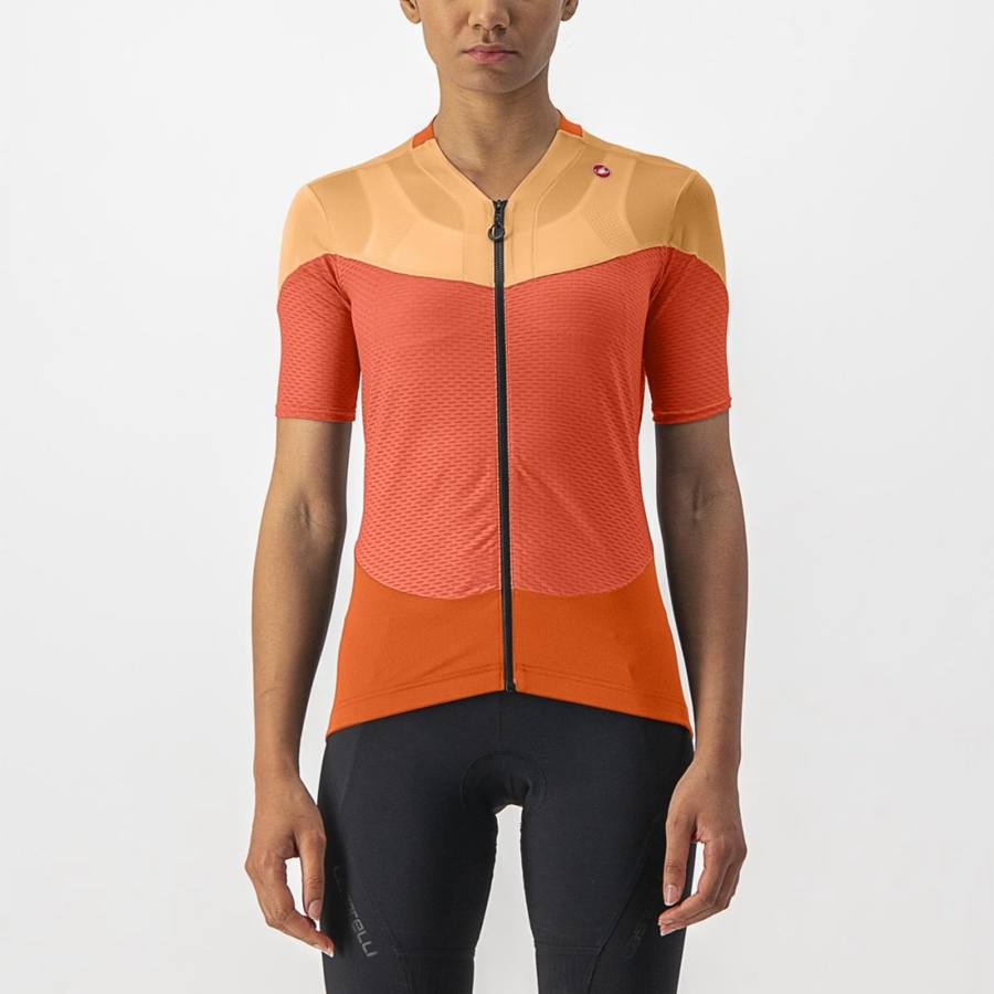 Castelli GRADIENT COLOR BLOCK Φανελα γυναικεια βαθυ κοκκινα πορτοκαλι πορτοκαλι | WLMRUO-148