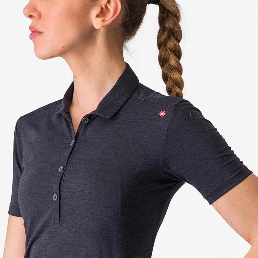 Castelli MERINO W POLO Casual γυναικεια μαυρα | KVUSHQ-450