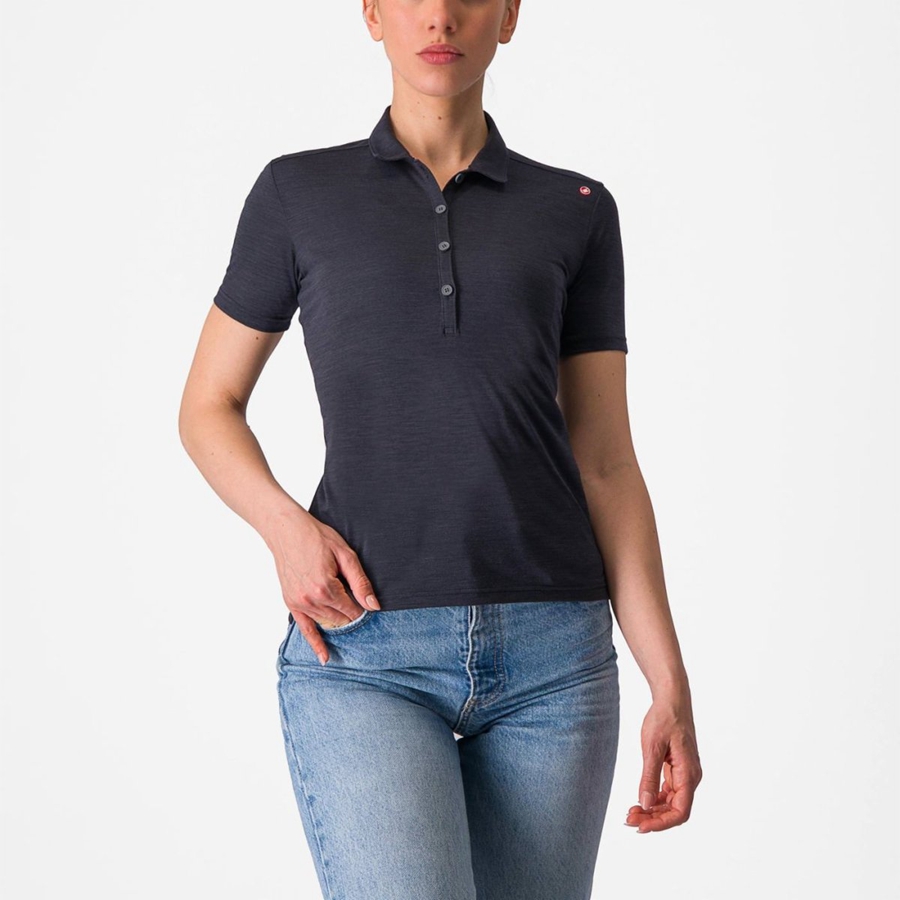 Castelli MERINO W POLO Casual γυναικεια μαυρα | KVUSHQ-450