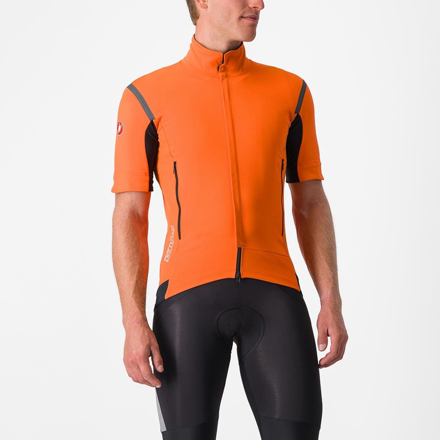 Castelli PERFETTO RoS 2 CONVERTIBLE Μπουφαν ανδρικα κοκκινα πορτοκαλι σκούρο γκρι | LYGWAQ-203