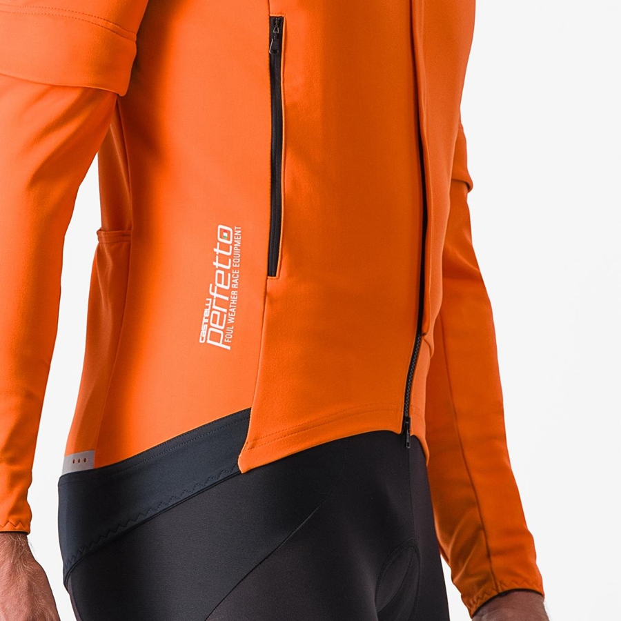 Castelli PERFETTO RoS 2 CONVERTIBLE Μπουφαν ανδρικα κοκκινα πορτοκαλι σκούρο γκρι | LYGWAQ-203