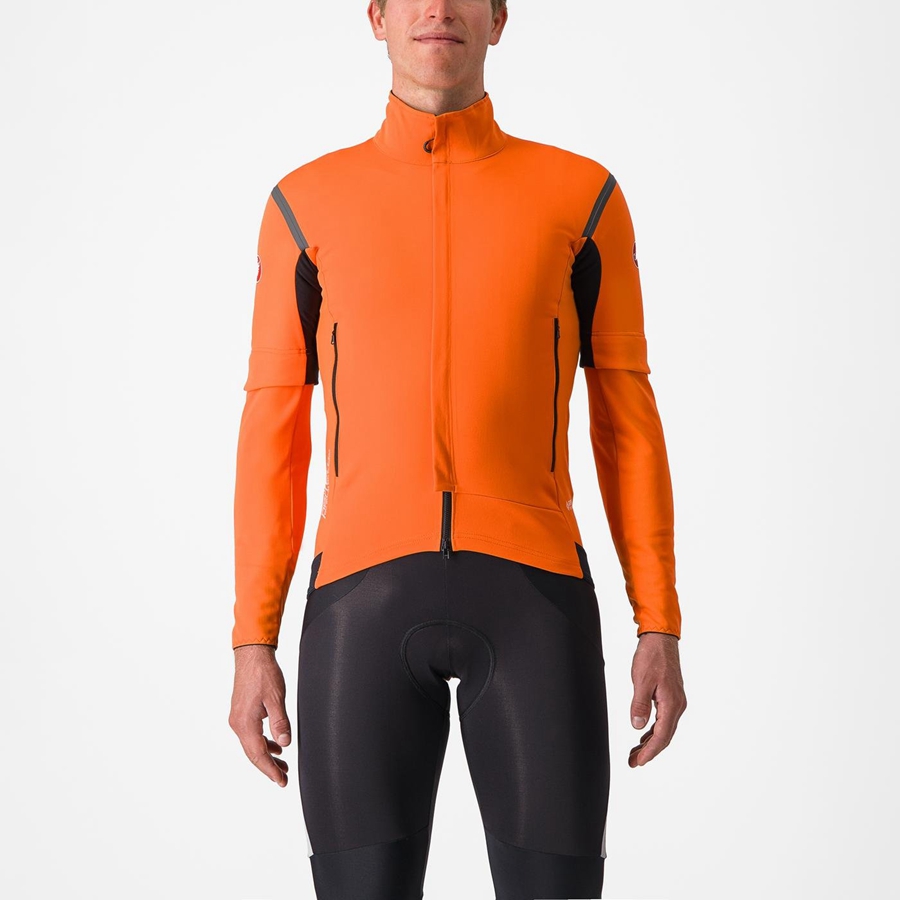 Castelli PERFETTO RoS 2 CONVERTIBLE Μπουφαν ανδρικα κοκκινα πορτοκαλι σκούρο γκρι | LYGWAQ-203