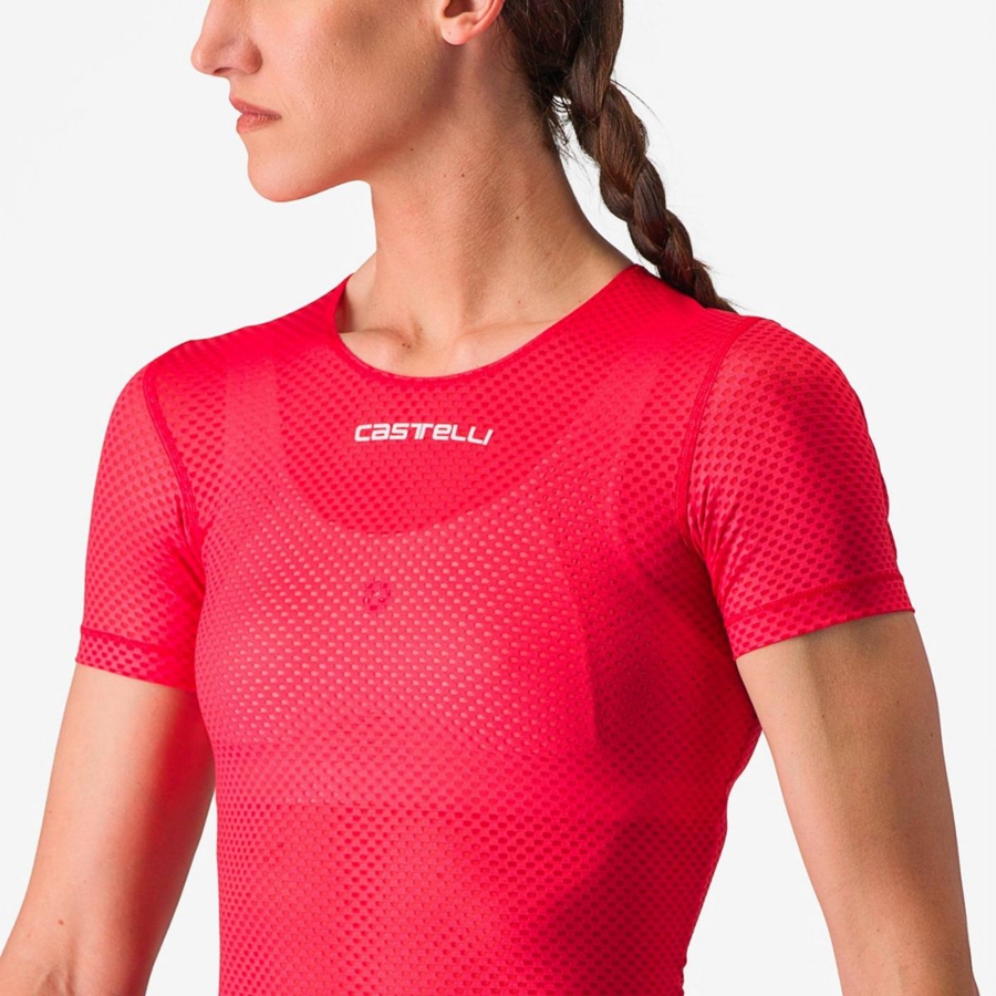 Castelli PRO MESH W SHORT SLEEVE στρώμα βάσης γυναικεια κοκκινα | ZTAJOP-968