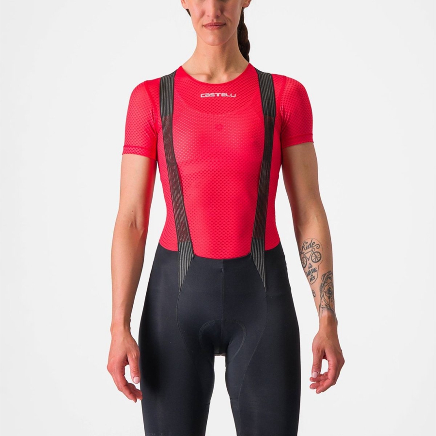 Castelli PRO MESH W SHORT SLEEVE στρώμα βάσης γυναικεια κοκκινα | ZTAJOP-968