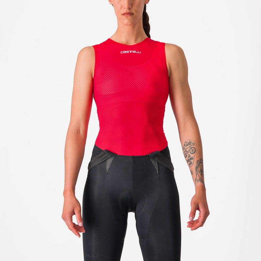 Castelli PRO MESH W SLEEVELESS στρώμα βάσης γυναικεια κοκκινα | YAVRIX-643