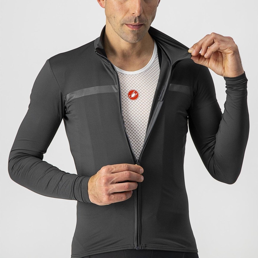 Castelli PRO THERMAL MID LS Φανελα ανδρικα σκούρο γκρι | VTZNHW-625