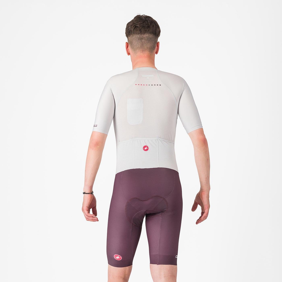 Castelli SANREMO BTW X2 Στολή ταχύτητας ανδρικα ασημι γκρι μπορντο | JDZLKV-853