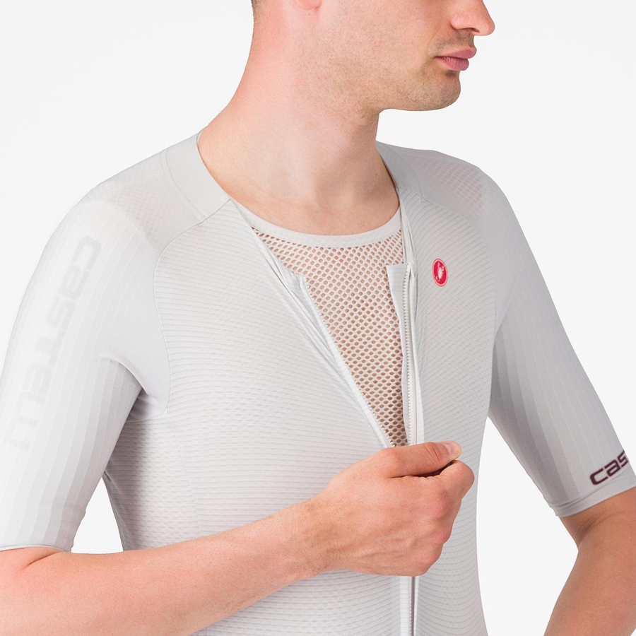 Castelli SANREMO BTW X2 Στολή ταχύτητας ανδρικα ασημι γκρι μπορντο | JDZLKV-853