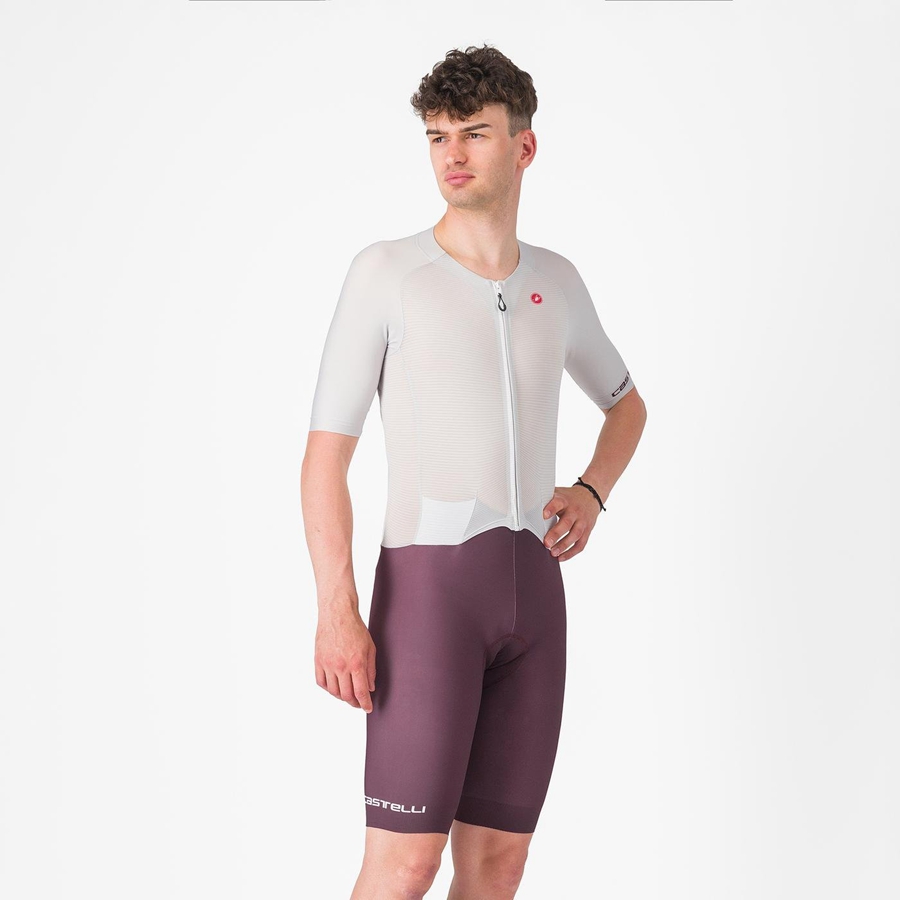 Castelli SANREMO BTW X2 Στολή ταχύτητας ανδρικα ασημι γκρι μπορντο | JDZLKV-853