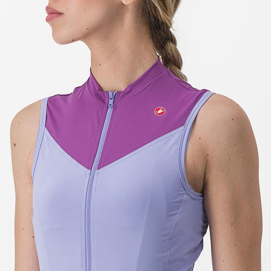 Castelli SOLARIS SLEEVELESS Φανελα γυναικεια μωβ ασπρα | TQOVMI-824