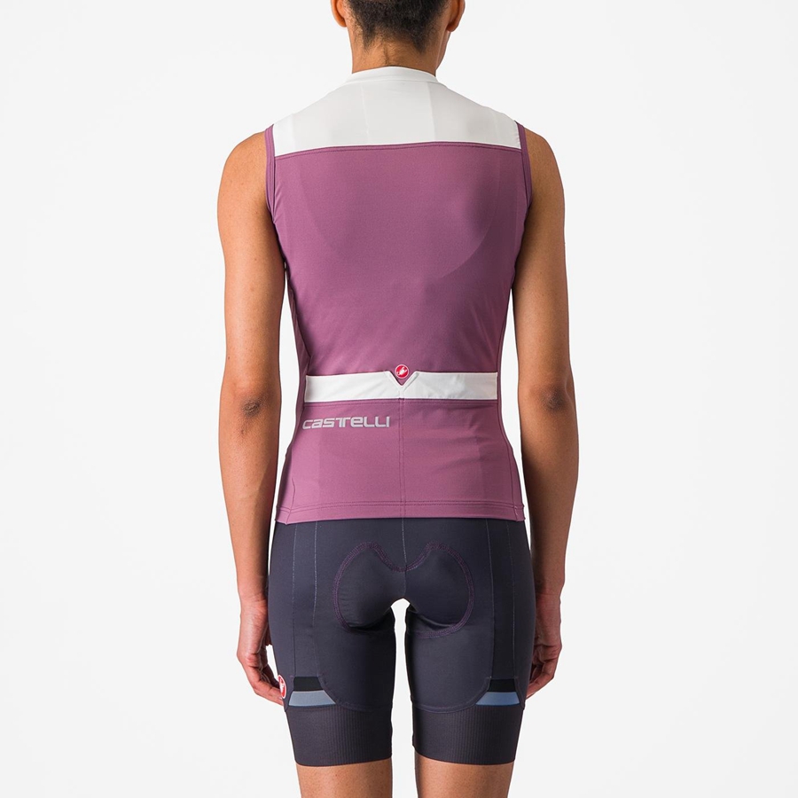 Castelli SOLARIS SLEEVELESS Φανελα γυναικεια βαθυ μωβ ασπρα | XABNHF-058