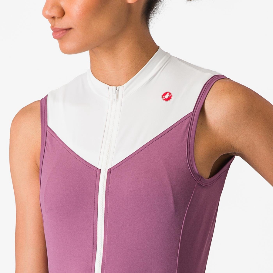 Castelli SOLARIS SLEEVELESS Φανελα γυναικεια βαθυ μωβ ασπρα | XABNHF-058