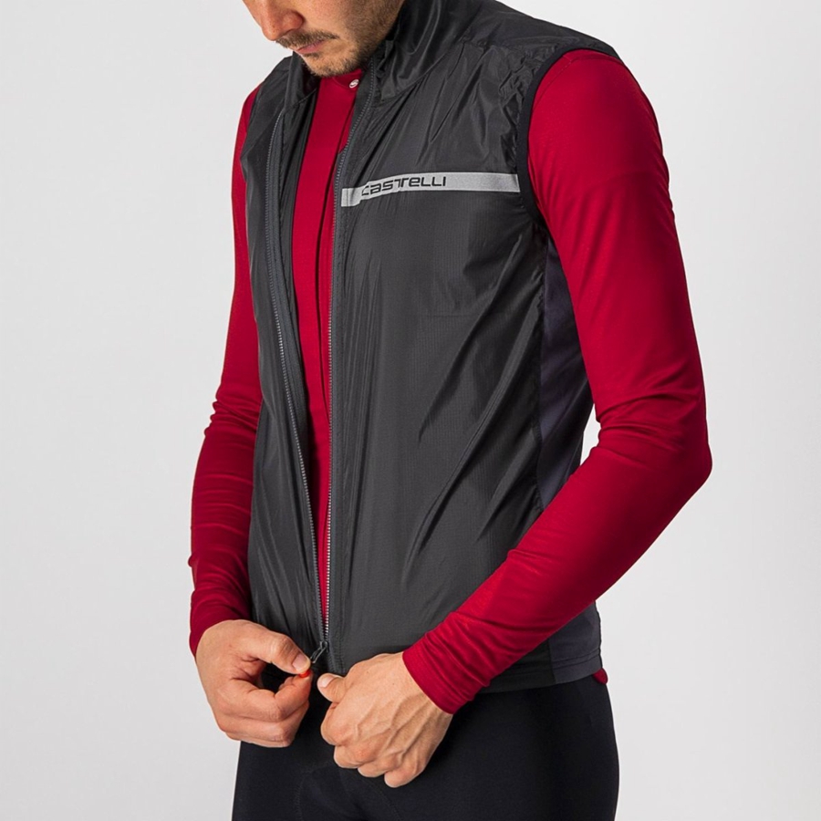 Castelli SQUADRA STRETCH Γιλεκο ανδρικα μαυρα σκούρο γκρι | SXJQUB-026