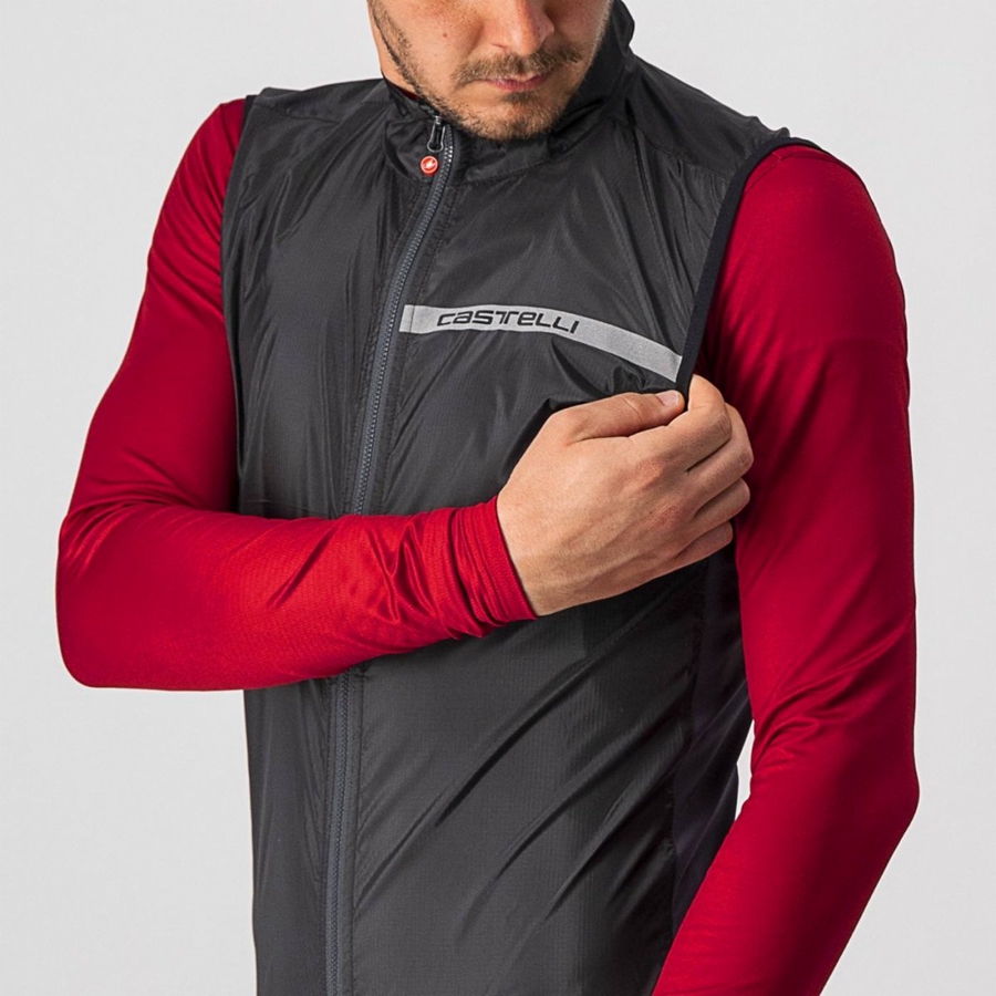 Castelli SQUADRA STRETCH Γιλεκο ανδρικα μαυρα σκούρο γκρι | SXJQUB-026