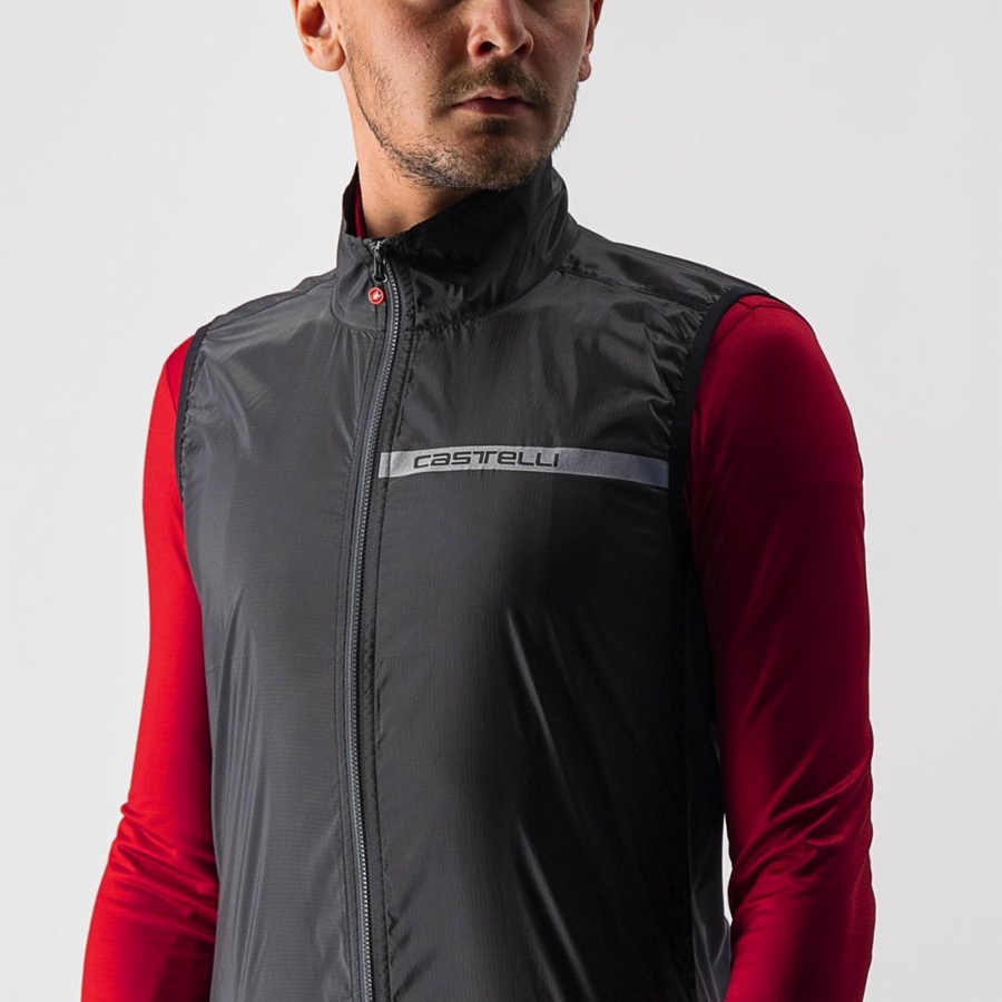 Castelli SQUADRA STRETCH Γιλεκο ανδρικα μαυρα σκούρο γκρι | SXJQUB-026