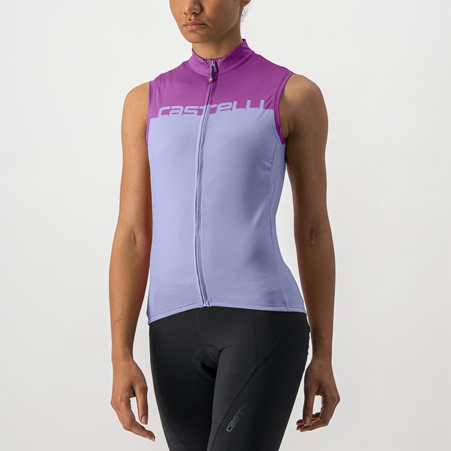 Castelli VELOCISSIMA SLEEVELESS Φανελα γυναικεια μωβ ασπρα | FZABTP-710