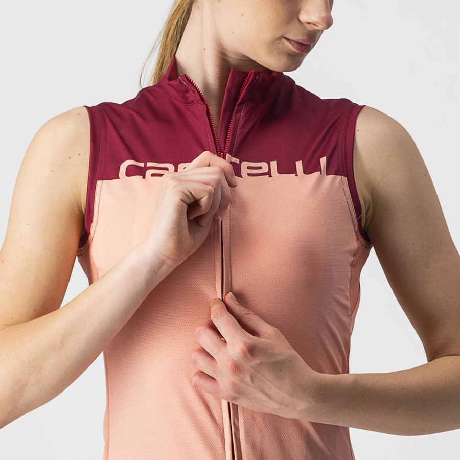 Castelli VELOCISSIMA SLEEVELESS Φανελα γυναικεια ροζ μπορντο | QSBGEO-587