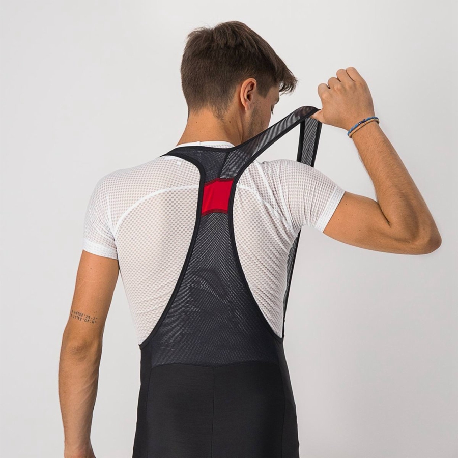 Castelli VELOCISSIMO 5 καλσόν με σαλιάρα ανδρικα μαυρα κοκκινα | IMHQNT-897