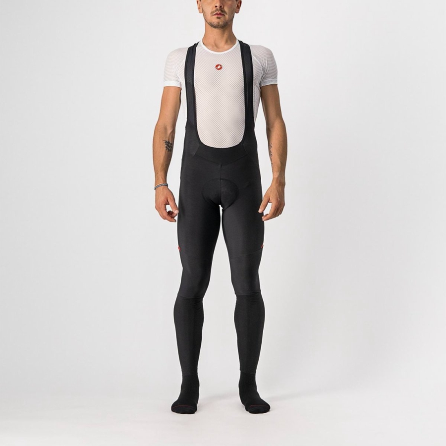 Castelli VELOCISSIMO 5 καλσόν με σαλιάρα ανδρικα μαυρα κοκκινα | IMHQNT-897