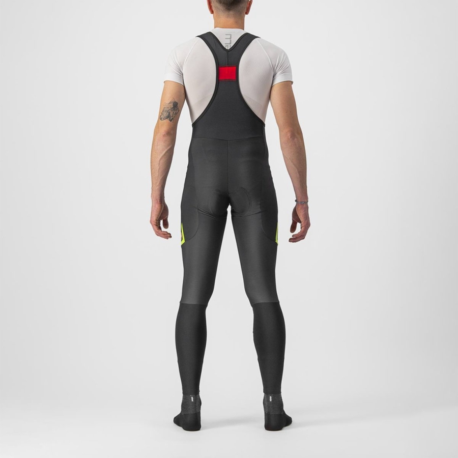 Castelli VELOCISSIMO 5 καλσόν με σαλιάρα ανδρικα μαυρα ανοιχτο πρασινο | ROYDFC-389